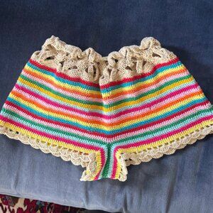SHE MADE ME Crochet Festival Shorts – Size Small (Handmade)